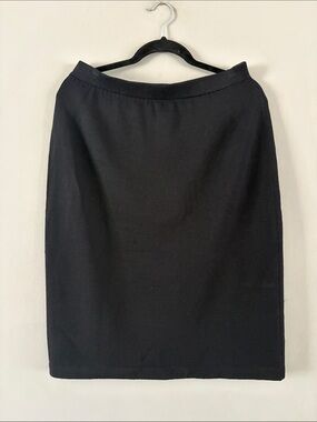 St. John Black Wool Knit Pencil Skirt size 12